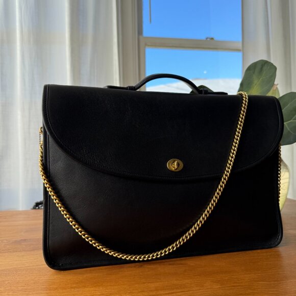 Vintage Black Leather Coach Lexington 5265 Briefcase or Laptop Bag - Picture 5 of 8